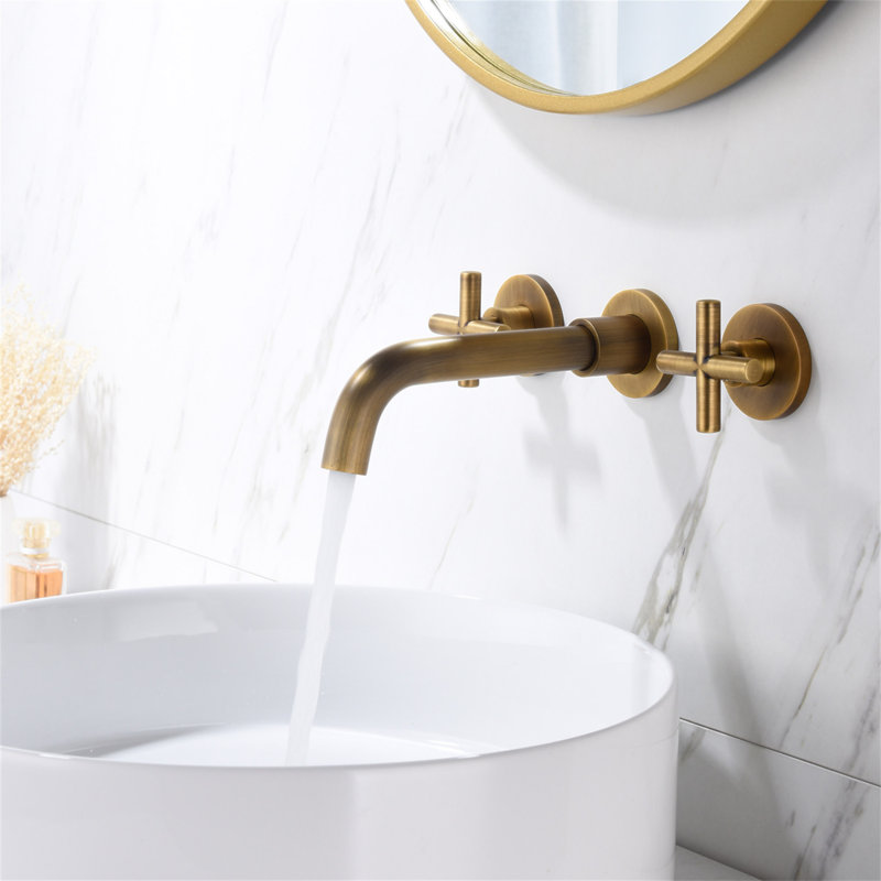 Robinet de lavabo de salle de bain mural, Bronze