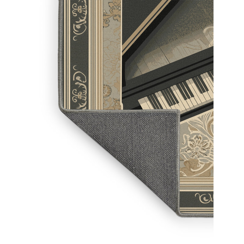 Tapis oriental brun doux et moelleux à motif de piano Forbell, 5 x 8