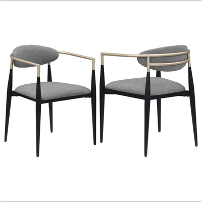 Chaise de salle à manger rembourrée en tissu gris Mistra (ensemble de 2)