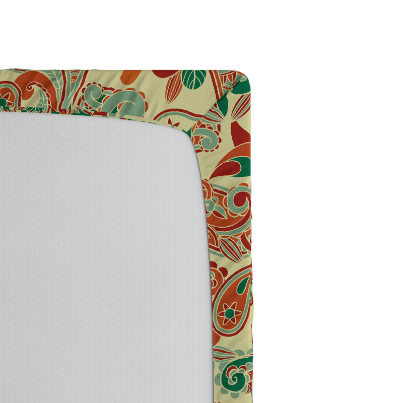 Microfiber Paisley Fitted Sheet, Full Fitted Sheet, Brown Red Pink Paisley