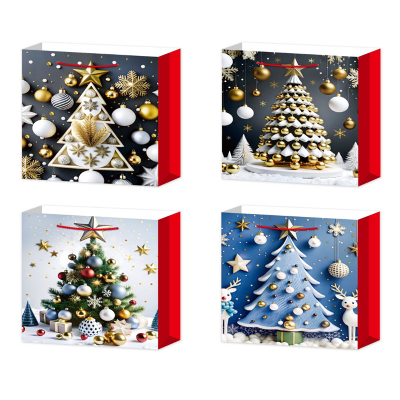 Sacs de cadeau de Noël (arbre) (assorti) (moyen) - ensemble de 12
