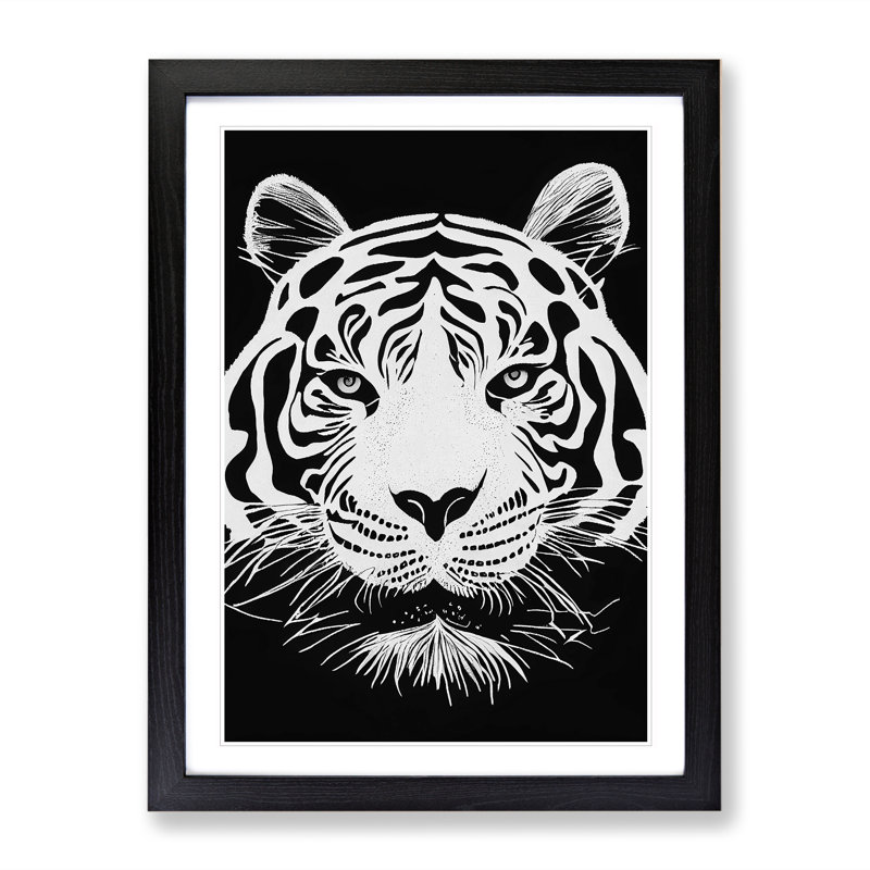 Monochrome Tiger No.3 - Framed Print, Black Framed, 64cm H x 46cm W x 2cm D