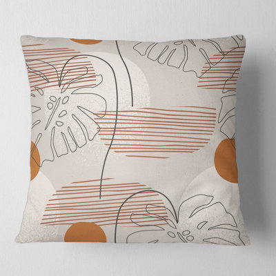 One Line Art Shapes and Monstera Leaf Square Pillow Cover & Insert