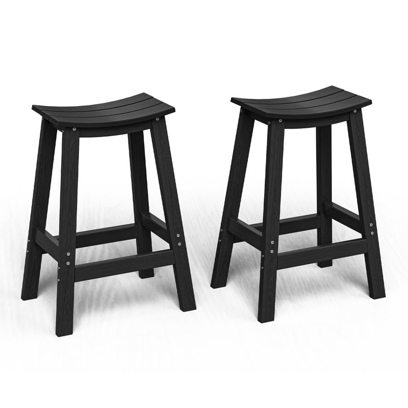 Wood-Look HDPE Bar Stool, Black