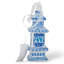 Asian Pagoda Blue and White Glass Ornament