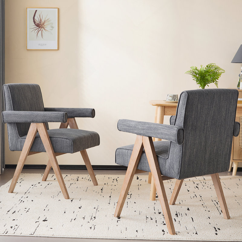 Fauteuil de salle à manger en tissu Poppy, Gris anthracite