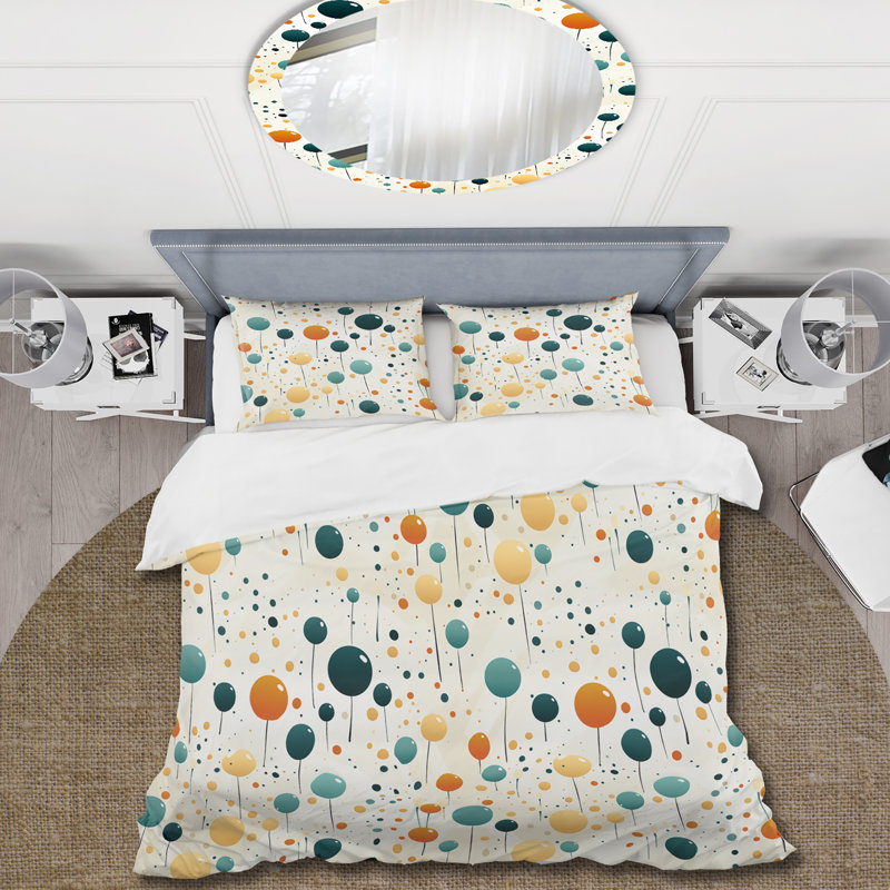 Ensemble de housse de couette à motif de pois Natures Palette, Housse de couette pour très grand lit et 2 très