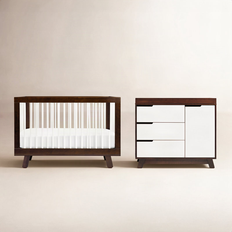 Hudson 3-in-1 Convertible Nursery Furniture Set, Espresso/White