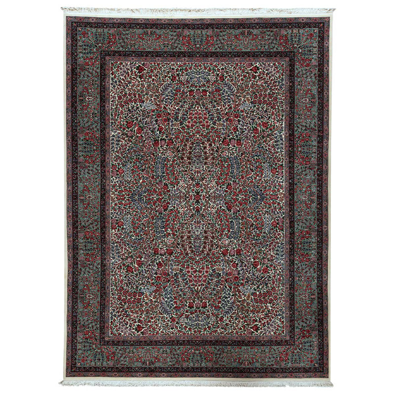 Tapis unique en laine noué à la main de 9 pi x 12 pi bleu / rouge / noir