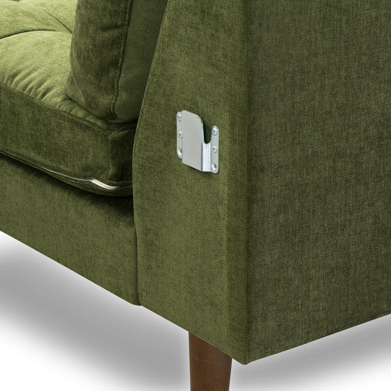 Canapé modulaire en velours de 104,5 po Napa, Velours vert délavé, Orienté à gauche (vu de face)