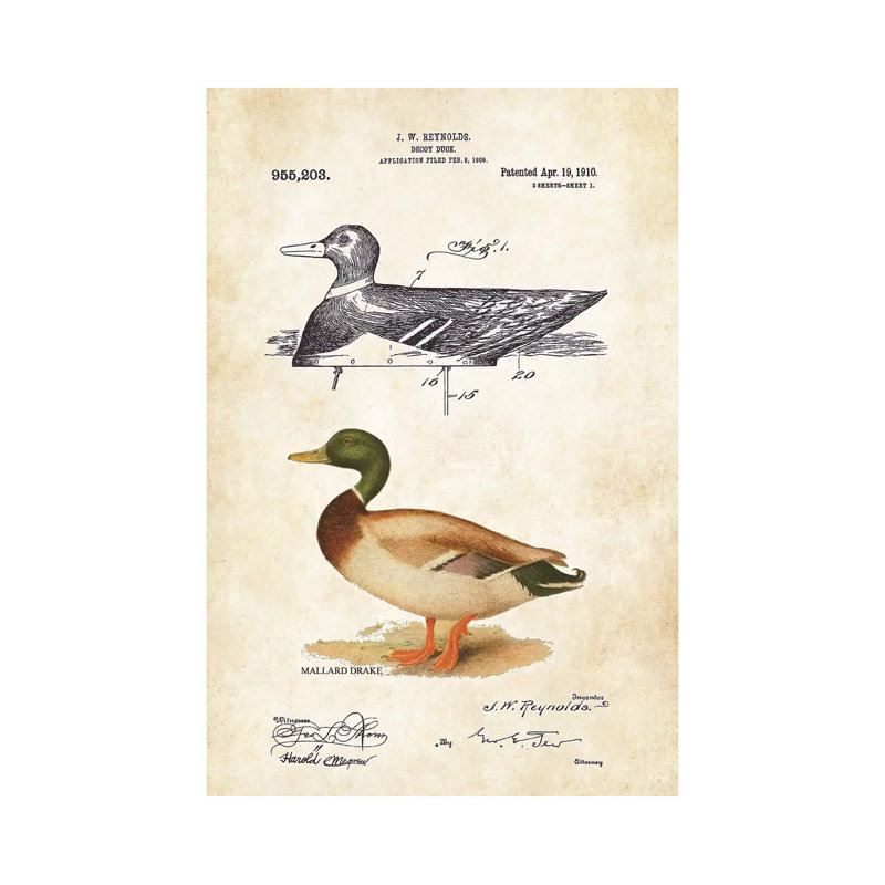 Duck Decoy by Patent77 - Wrapped Canvas Gallery-Wrapped Canvas Giclée, 66.04 cm H x 45.72 cm W x 1.91 cm D