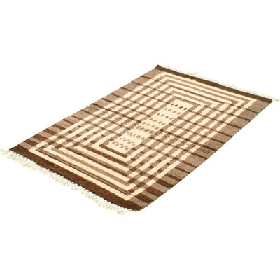 Tapis décoratif en laine noué à la main de conception unique 3 pi 11 po x 6 pi 4 po AudreyAnn noué à la main