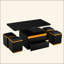 Table basse à plateau relevable avec 4 tabourets de rangement, table basse moderne avec plateau pliable, table basse réglable multifonctionnelle pour le salon-1370371301