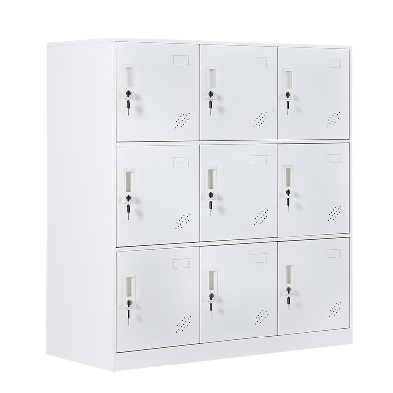 9 Doors Metal Storage Cabinet With Card Slot, Organizer,shoes And Bags Steel Locker For Office, Home, Bank, School, Gym