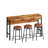 Yaneri Console Table and Stool Set, Bar Table With Stools Breakfast Bars-1957567310