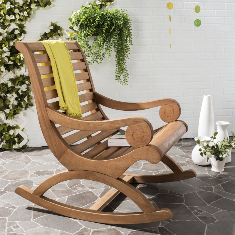 Teak Brown Eucalyptus Wood Outdoor Rocking Chair