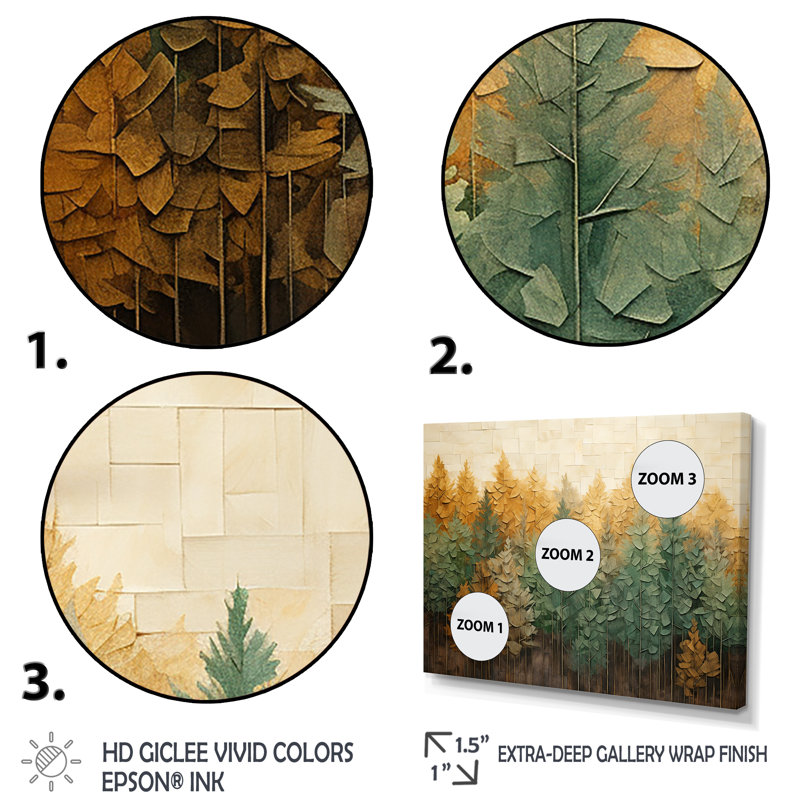 «Green Beige Wild Forest Essence II - Tachisme», art mural, Cadre flottant noir, H 12 po x l 20 po x P 1 po
