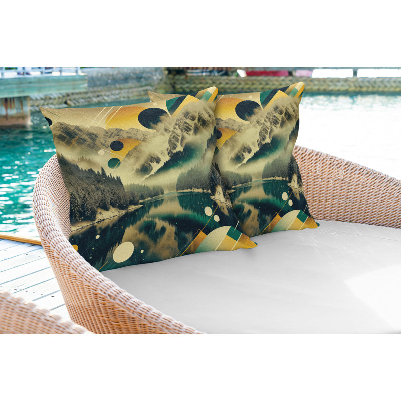 Ensemble de 2 housses de coussin Ambesonne Lake vert émeraude ambre pâle, H 18 po x l 18 po, Carré