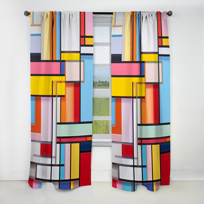 Vallejos - Abstract Shapes Curtain - Blackout Abstract Curtain - 1 Panels