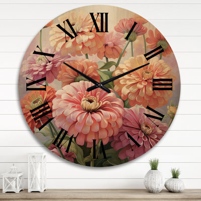 Horloge murale surdimensionnée Zinnias