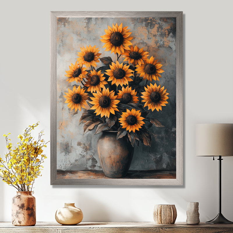 Divany - art mural floral, H 32 po x l 16 po, Argent argent, Reproduction encadrée d'une seule photo