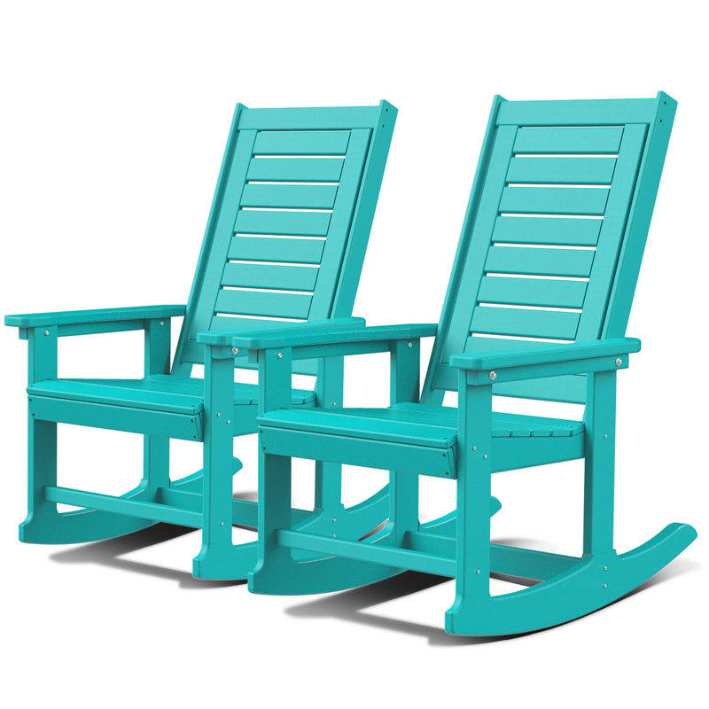 Outdoor Rocking Chairs  Set of 2, Aqua