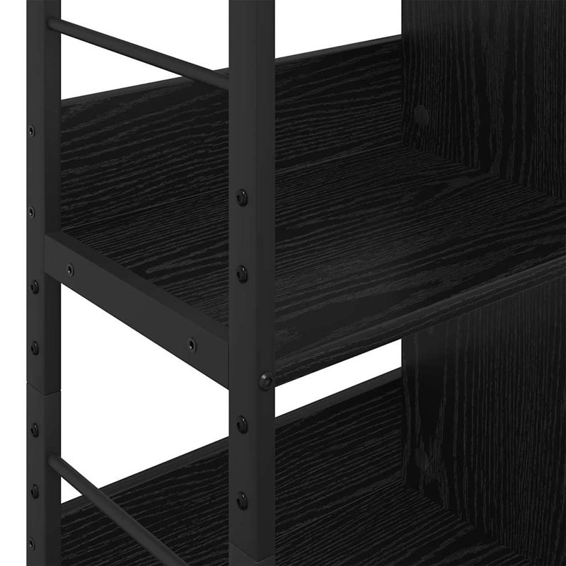 82cm W Steel Etagere Bookcase, (3 Shelves) 112cm. H x 82cm. W x 32cm. D, Black Oak