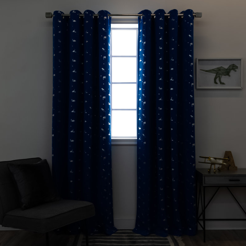 Rideau occultant en polyester Hula, Bleu royal, L 52 po x L 84 po