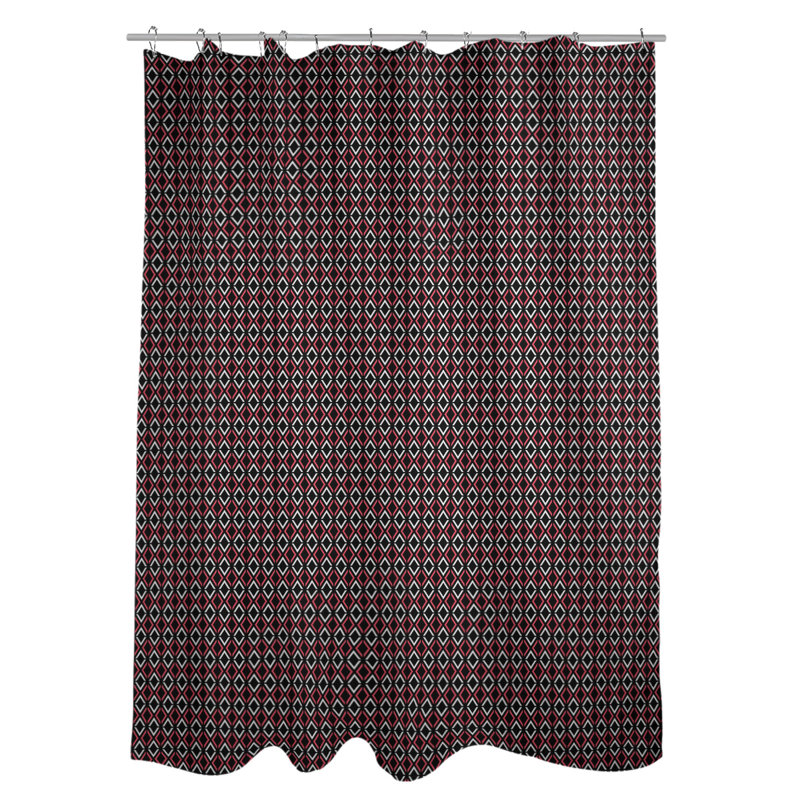 Rideau de douche simple hexagonal classique, Rouge, Classic Arrow Diamonds 