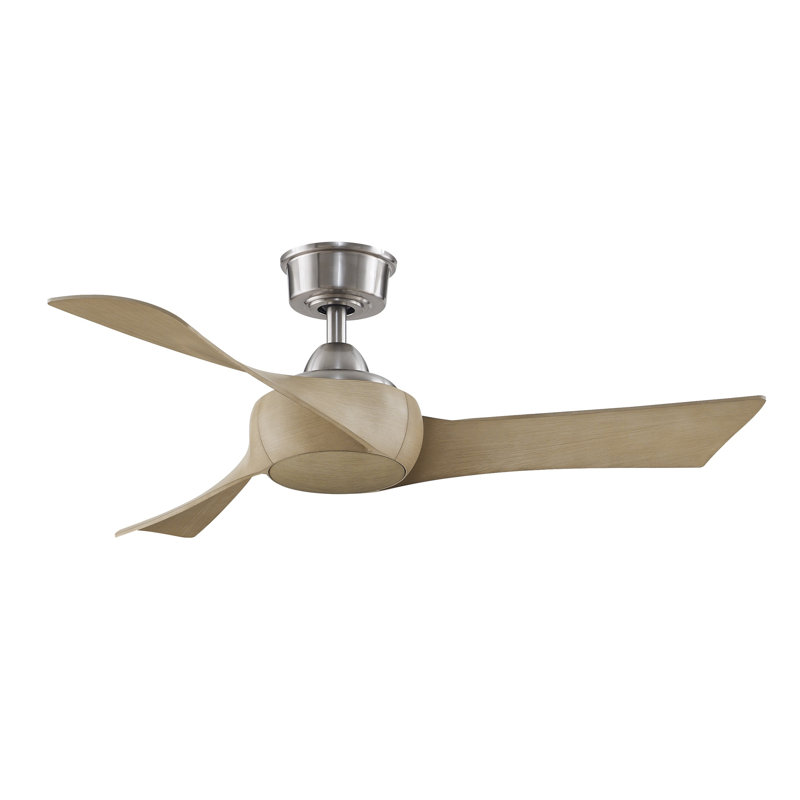 Wrap Custom 44 inch Indoor/Outdoor Ceiling Fan - Brushed Nickel with Natural blades, Natural, Brushed Nickel