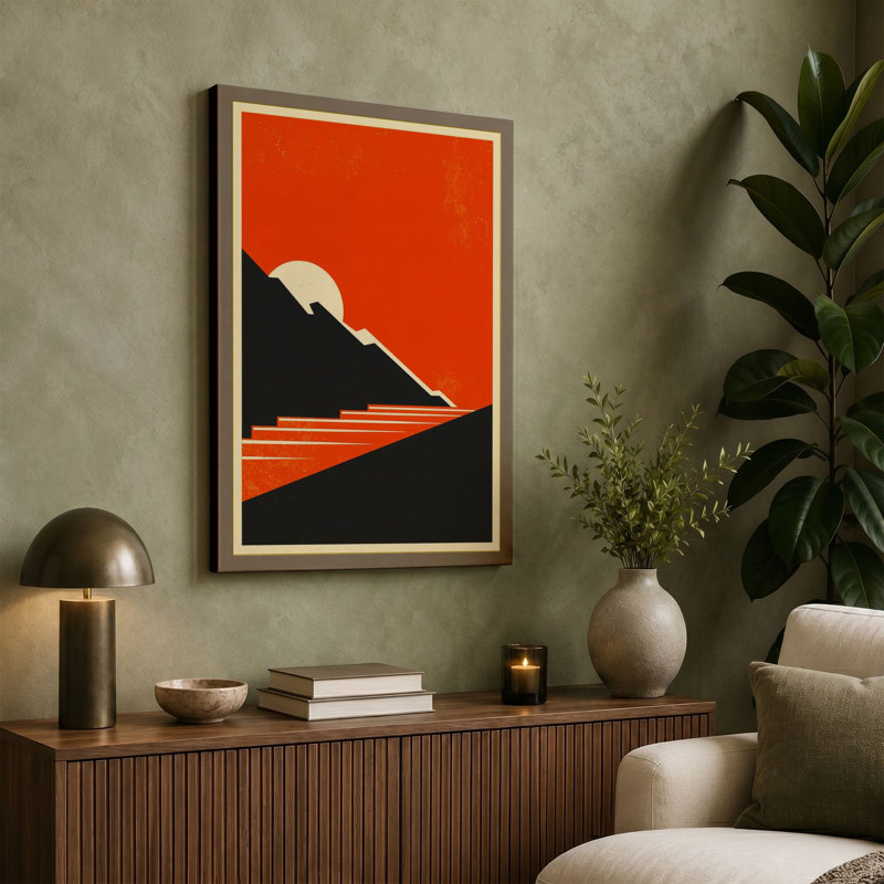 Mountain at Dawn Minimalist - Wrapped Canvas, 30x20 - 76.2 x 50.8 cm, Taupe Border