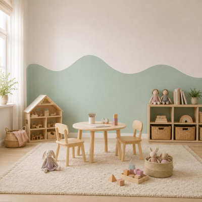 Autocollant mural autocollant à motif de vagues festonnées pour chambre d'enfant et chambre de bébé