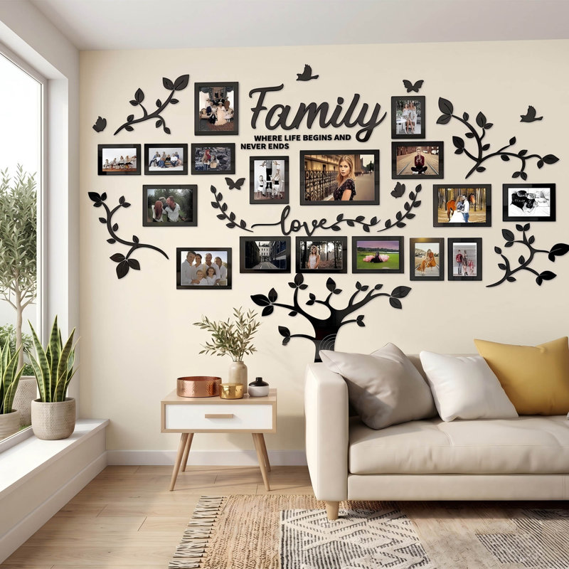 Décoration murale arbre de bricolage avec cadres photo à assembler soi-même