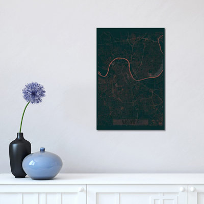 Nashville Infrared Urban Blueprint Map by Hubert Roguski - Wrapped Canvas Print