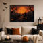Cimetière gothique avec citrouilles lumineuses et toile murale orange pour l'Halloween-1167824089