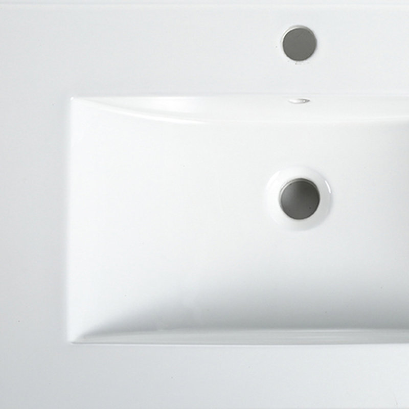 Lavabo 36 po en céramique pour salle de bain - blanc, avec trou de trop-plein, facile d'entretien, robinet pré-percé l 17,76 po x H 6,59 po x P 34,96 po