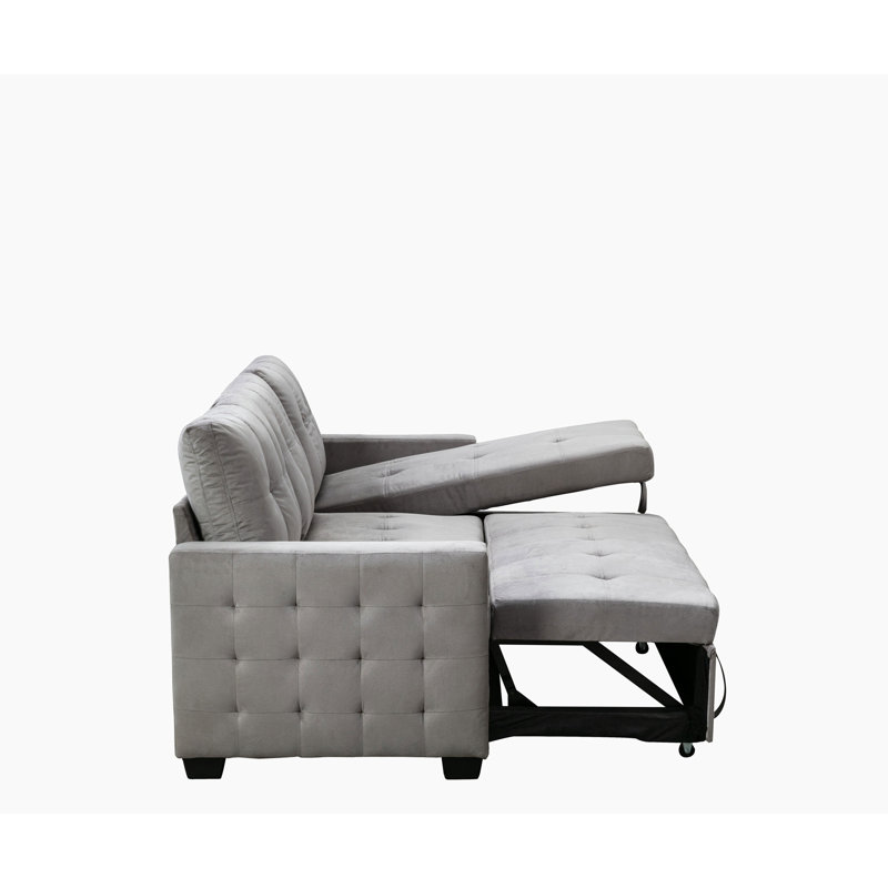 Canapé-lit modulaire réversible en L 77 po avec rangement, Tissu gris clair incorrect 1