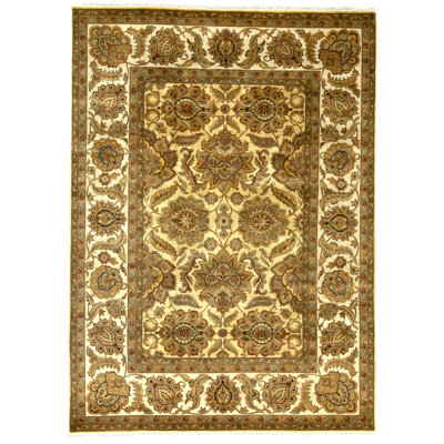 Tapis doré et ivoire de haute qualité noué à la main