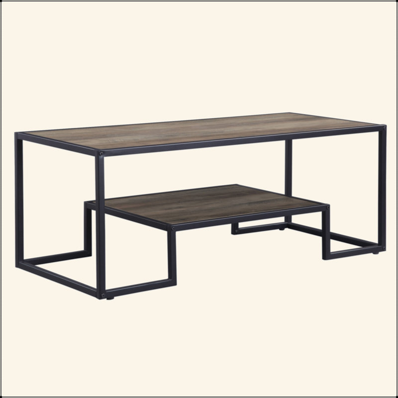 Table basse en chêne rustique et finition noire