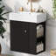 Meuble-lavabo flottant moderne de 21,6 po avec lavabo en céramique - parfait pour les petites salles de bain, rangement à droite-1072430875