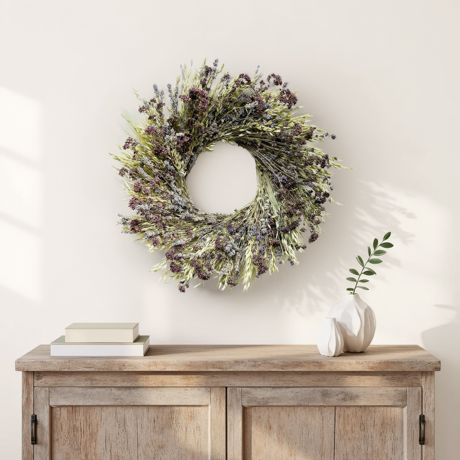 Dried Lavender and Avena Spring Wreath, 22" H x 22" W x 5" D
