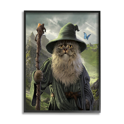 Az-215-Framed " Fantasy Wizard Cat " by Vincent Hie