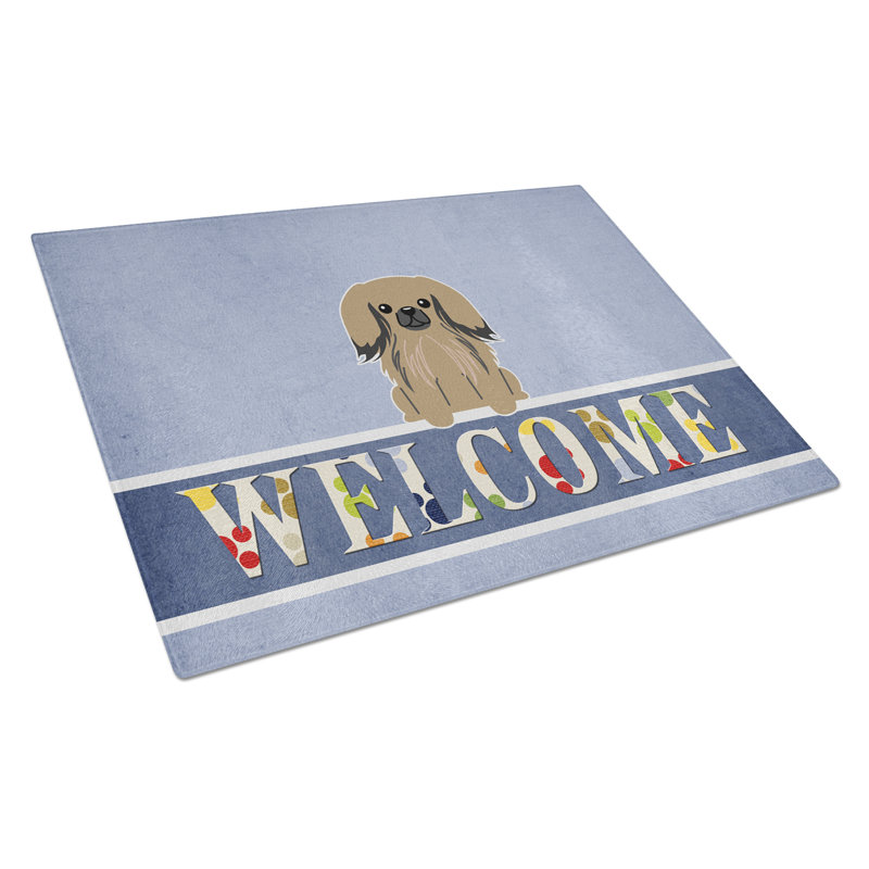 Planche à découper en verre trésors pékinois caroline Welcome Dog, Brun clair