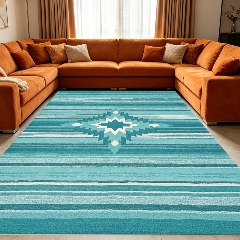 Turquoise Teal Star carpet-easy to clean, machine-washable, soft and comfortable; suitable for door mats, kitchens, living rooms, bedrooms, corridors, and laundry areas. Easy to clean, durable carpet for home decoration.