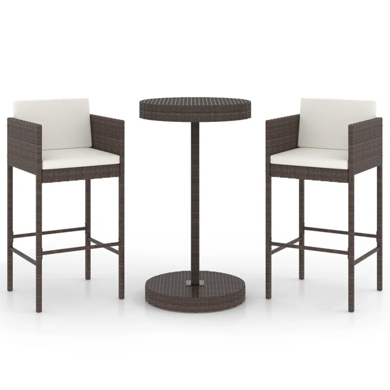 Garden Bar Set with Cushions Patio, Brown