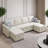 Sackcloth 5-Pieces Living Room Sofa Bed-371028249