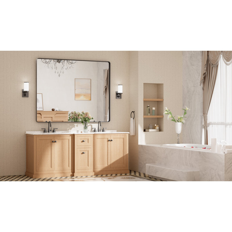 Miroir d'appoint Tyro, Noir mat, 48 po x 40 po, Rectangulaire