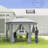 Hexagonal Gazebo Shelter with 6 Zippered Mesh Netting, for Patio Backyard Garden Wedding Party, Grey