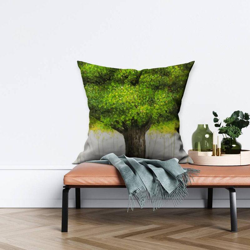 Big Green Tree Square Throw Pillow, 16" H x 16" W, Pillow Cover Only - No Insert