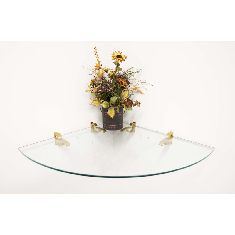 Tablette d'angle en verre, Laiton
